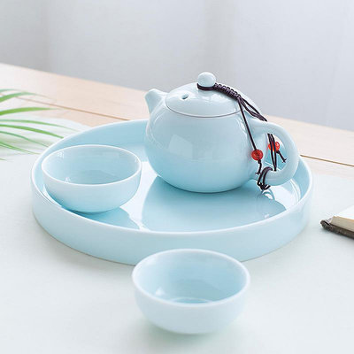 A5L青瓷彩色功夫茶具小套裝簡約家用辦公室陶瓷泡茶壺茶杯