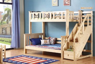 全實木松木床上床下桌多功能組合床兒童床學生床高架床梯櫃