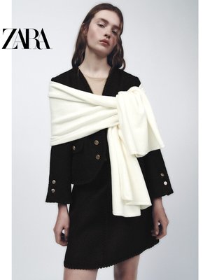 現貨熱銷-ZARA 秋冬新款 女裝 白色基本款保暖針織圍巾 5987201 251