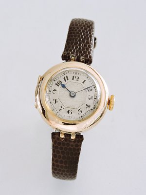 1910S 正9K玫瑰金 佚名手動上鍊機械古董女錶(3)