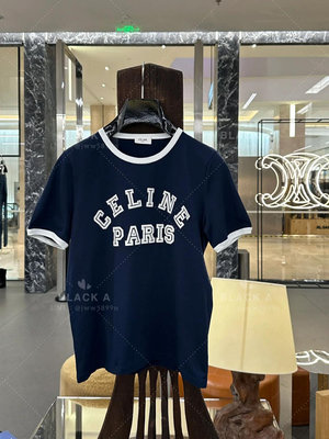 【BLACK A】CELINE 24SS春夏新款 CELINE PARIS T恤 海軍藍x米白色 價格私訊