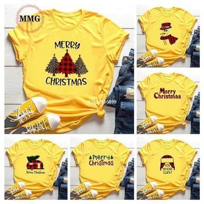 聖誕節 洋裝MMGChristmas Tree T Shirt 耶誕節卡通耶誕樹印花男女同款黃色T恤-一休服装