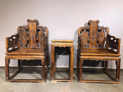 古董老貨老物件古玩老舊家具清代中期海南黃花梨太師椅12537【如意坊】