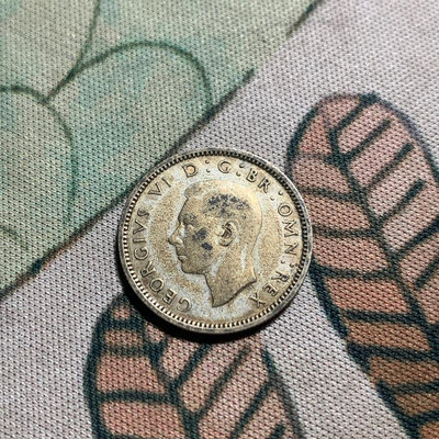 英國 1945年 喬治六世 6p 6便士 銀幣外國銀毫流通品