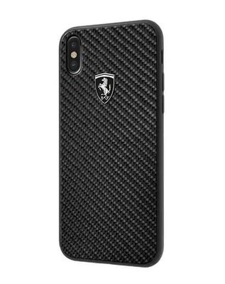 現貨Ferrari 法拉利iPhone X XS 保護殼 真皮直紋縫線背蓋(黑色) 真皮經典背蓋 鋁鎂刷紋背蓋