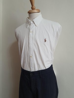 男生服飾 Ralph Lauren polo襯衫 經典刺繡小馬長袖襯衫 熱銷款 白色百搭 L號二手出清
