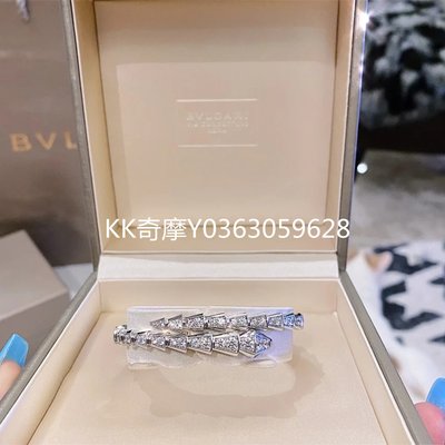 KK二手真品 BVLGARI 寶格麗 SERPENTI VIPER 手鐲 18K白金鑽石手環 BR857492 實拍