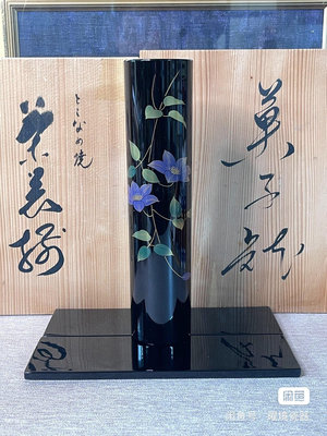 日本重寶涂丸花生板臺付観抄花花瓶花入插花花生花器木胎漆器實木