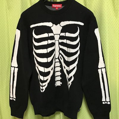 超搶手】全新正品2017 SS Supreme Bones Sweater 骷髏毛衣針織衫黑色M