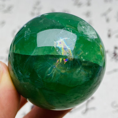 【二手】B522天然綠螢石水晶球擺件綠色水晶原石打磨屬木客廳辦公家居 水晶 天然水晶 擺件【久藏館】-590