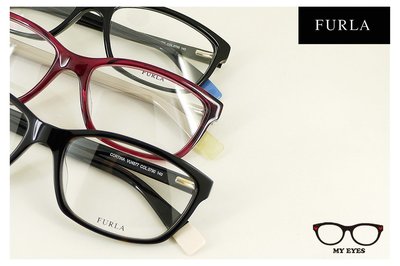 【My Eyes 瞳言瞳語】Furla 義大利品牌 純黑色大方框型光學眼鏡 清爽文青造型 低調幾何圖樣 (VU4877)