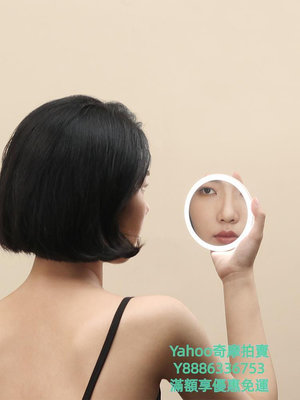 化妝鏡MUID手持化妝鏡便攜式充電隨身led補光鏡帶燈補妝鏡子女小號折疊