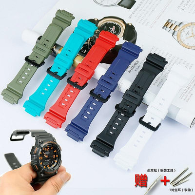 手錶配件卡西歐 Aq-S810W Aeq-110W W-735H 女士運動防水錶帶的男士樹脂黑色錶帶