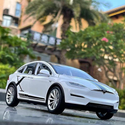 跑車擺件 正品📣 1:20  特斯拉 TESLA Model X 合金模型車 汽車模型 仿真六開門 玩具車 禮物 MX 1/24 車模
