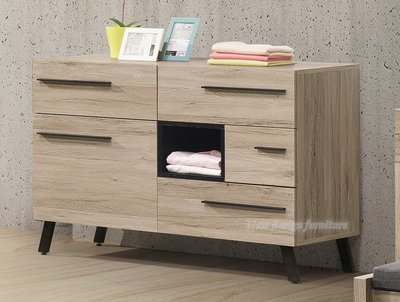 【N D Furniture】台南在地家具-木心板鋼刷木紋灰橡色收納置物120cm六斗櫃YH