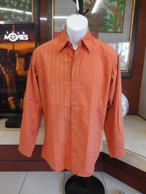 (二手)東歐製造MARLBORO CLASSICS橙色條紋長袖襯衫(S)(B289)