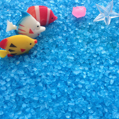 【熱賣精選】500克藍色玻璃砂 微景觀水族箱飾品底沙造景水族箱 玻璃珠