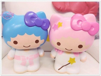 ♥小花花日本精品♥ Hello Kitty 雙子星 存錢筒 撲滿 居家裝飾 一對價 送禮自用皆宜 33071206