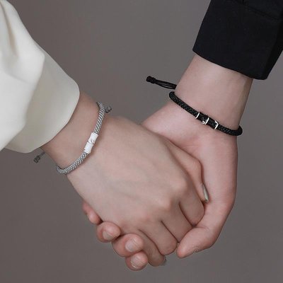 首飾 戒指 項鏈 手鏈 鈦鋼竹子圖案情侶款手鏈一對男女款小眾學生手繩手飾品七夕情人節禮物