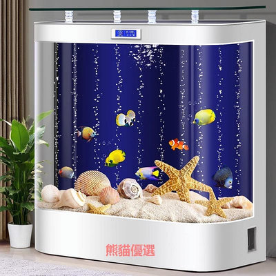 精品生態免換水魚缸客廳中大型家用落地新款靠墻輕奢一體式玻璃水族箱
