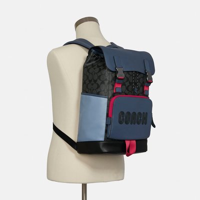 （Outlet特惠）COACH 8310 6656 新款男士立體抽繩雙肩背包 休閒後背包 附代購憑證