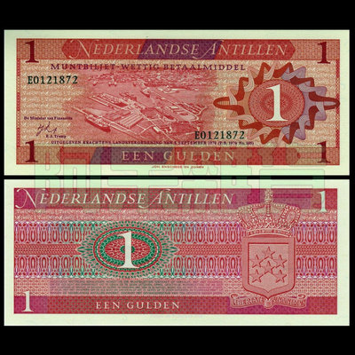 森羅本舖 現貨實拍 荷屬安地列斯 小票幅 1盾 1970年版 荷蘭 荷屬西印度 安的列斯 鈔票 鈔 外幣 非現行流通貨幣