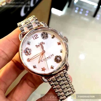 COACH手錶,編號CH00036,36mm玫瑰金圓形精鋼錶殼,白色簡約錶面,玫瑰金色精鋼錶帶款