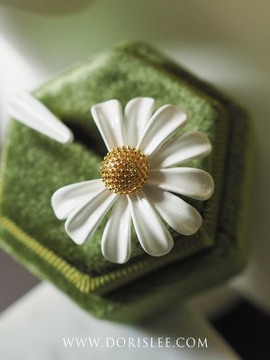韓國BER~ks白色雛菊不對稱開口菊花戒指森林系花朵戒指森系歐美戒指