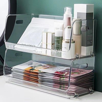 桌面化妝品收納盒梳妝臺整理盒透明放面膜盒家用宿舍護膚品置物架