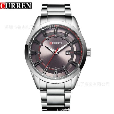 男士手錶 新款 CURREN 卡瑞恩8246男士鋼帶手錶 商務休閑防水日歷軍事腕錶