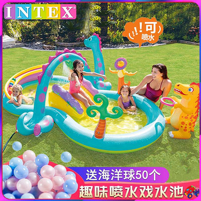 現貨 INTEX童充氣游泳池家庭大號海洋球池沙池家用噴水戲水池 游泳圈