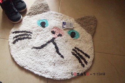 ˙ＴＯＭＡＴＯ生活雜鋪˙日本進口雜貨純棉大白貓 鄙視貓 大臉造型地墊(預購)
