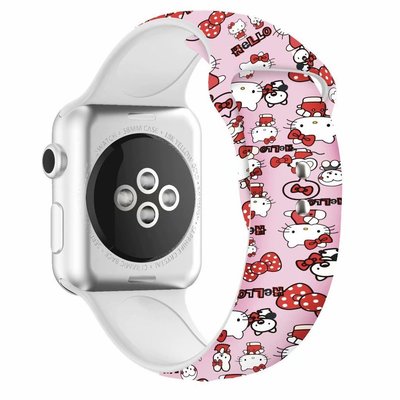全館免運 Apple watch錶帶 hello kitty  iwatch 3 4 5 6 7 8 代 SE 矽膠錶帶 可開發票