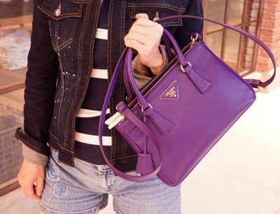 Prada BN2316 Mini Saffiano Lux Tote Bag迷你斜背包紫