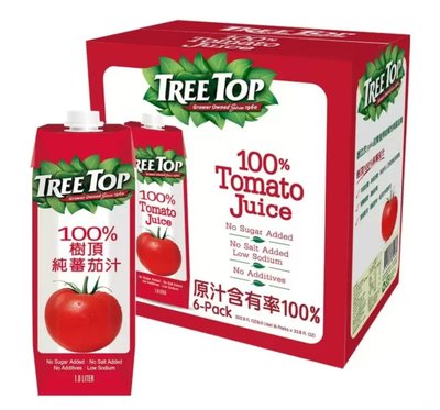 Costco好市多「線上」代購《Tree Top 樹頂 100% 純番茄汁 1公升 X 6入》#74990