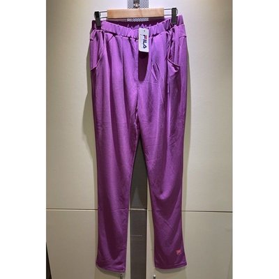 [彈性+吸濕排汗]++特價++新品入荷 配色很美 Fila品牌立體logo運動9分長褲(紫) M~XL可以穿喔