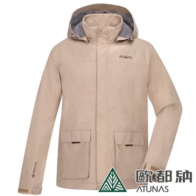 (送防風圍巾)中性款GORE-TEX+保暖羽絨二件式外套(A1GT2303N卡其/防水/防風/透氣/登山旅遊/禦寒)