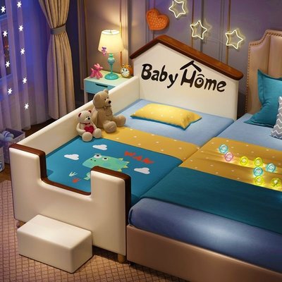 促銷打折 卡通兒童床拼接女孩男孩帶護欄加寬公主單人小床歐式嬰