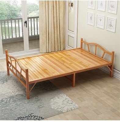 [床寬120cm][可折疊]竹製加宽加固折疊床單人床辦公室午休午睡家用簡易出租房便攜硬板床