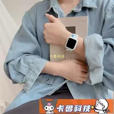 【熱賣精選】百田夏新Applewatch16代SE卡通哆啦A夢可愛蘋果錶帶太空人矽膠