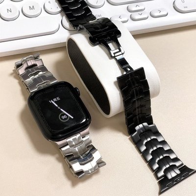 鋼鐵俠不鏽鋼錶帶 機械錶男生 適用蘋果手錶 Apple Watch 錶帶 7/6/5/4 41mm 45mm 男表配件