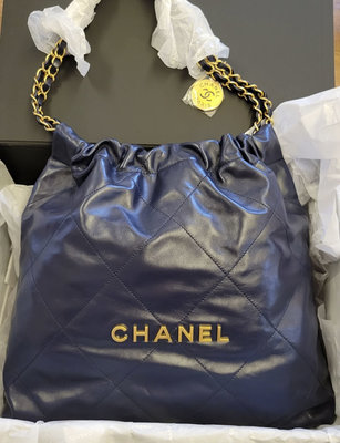 Chanel 22 22S 垃圾袋 全新 現貨 垃圾袋包 中號 深藍色 22bag AS3261 北市可面交 刷卡分期
