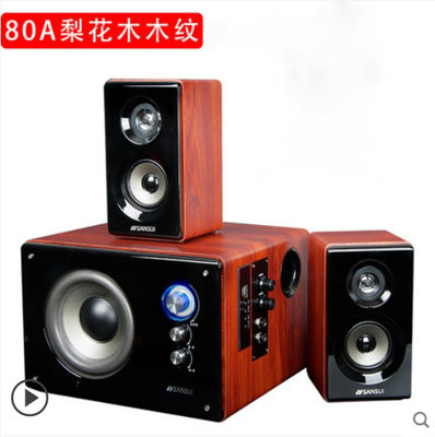 【上品電子3C】Sansui/山水 梨花木紋款 GS-6000（80A）無線藍牙 三件式 重低音炮音箱木質2.1喇叭