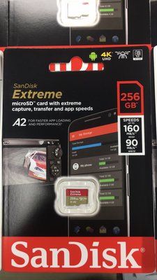 公司貨含發票~SanDisk Extreme A2 256GB 256G V30 EXTREME TF 記憶卡 4K