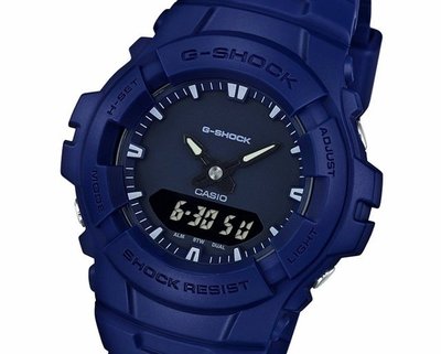 CASIO手錶公司貨 G SHOCK簡約風G-100CU-2 A 反轉液晶顯示CASIO公司貨~G-100