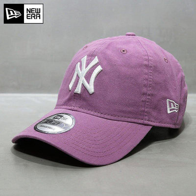 熱款直購#NewEra帽子韓國代購紐亦華軟頂大標NY洋基隊MLB棒球帽鴨舌帽粉紫