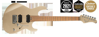 詩佳影音現貨 Cort G300 PRO電吉他金色小雙搖不銹鋼品絲鄧肯拾音器烤楓木影音設備