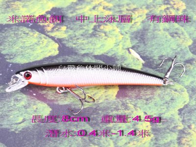 (訂單滿500超取免運費) 白帶魚休閒小鋪 AN-015-1 銀黑 米諾 湲沉型 米諾 minnow 路亞 假餌 擬餌