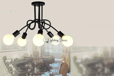【Lighting.Deco】現代簡約創意時尚winding Lamp黑鐵工藝loft工業風 設計師推薦 黑色5燈