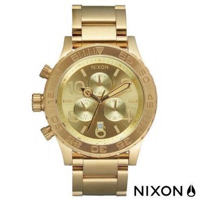 【NIXON】The 40-20 CHRONO 強眼魅力運動腕錶-斯鋼帶 金色